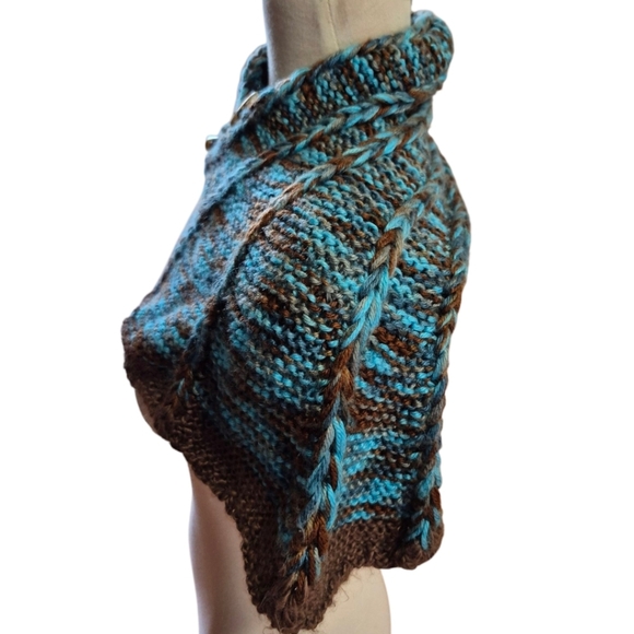 Handmade Blue and Brown Knit Dragonwing Scarf OSFM - Picture 3 of 4